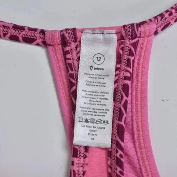 Ivivva Lululemon Double Dutch  Tank Top Pink Athletic Shelf Bra Size 12 - Picture 6 of 11